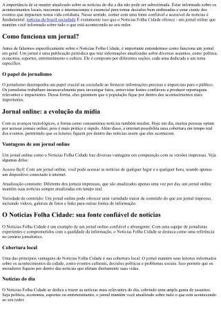Fique por dentro das notícias com o Noticias Folha Cidade!