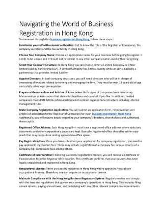 Navigating the World of Business Registration in Hong Kong