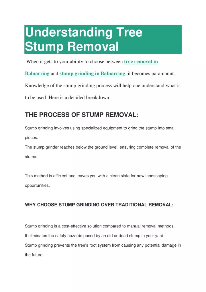 understanding tree stump removal