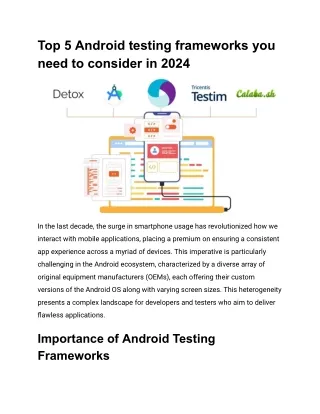 Top 5 Android testing frameworks you need to consider in 2024