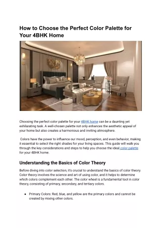 How to Choose the Perfect Color Palette for Your 4BHK Home
