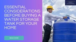 Essential Considerations Before Buying a Water Storage Tank for Your Home