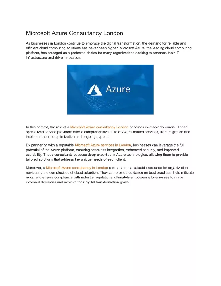 microsoft azure consultancy london