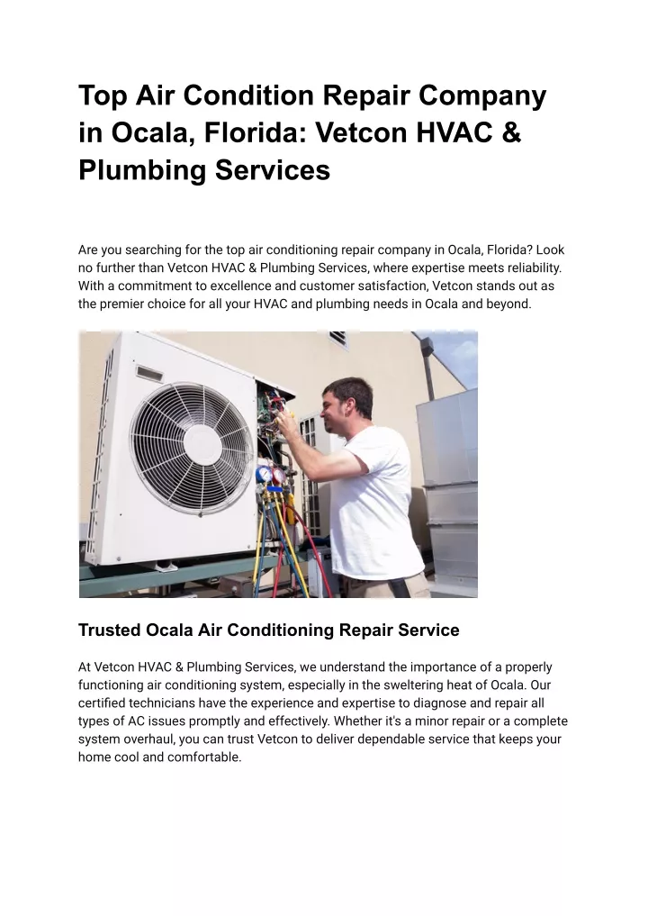 top air condition repair company in ocala florida