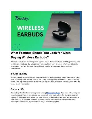 What Features Should You Look for When Buying Wireless Earbuds?