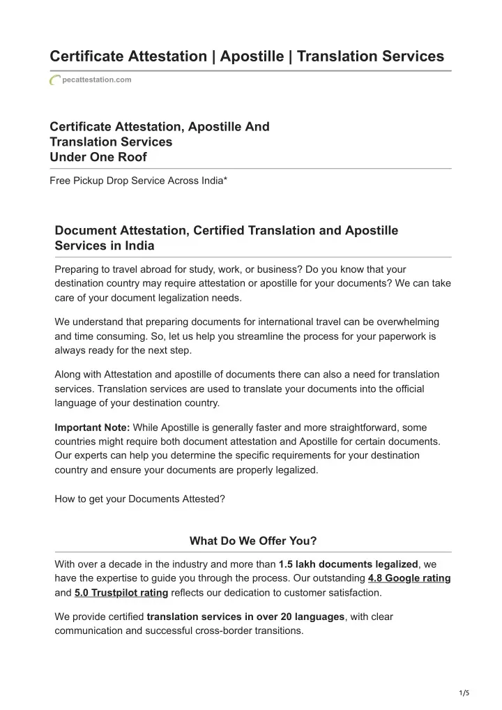 certificate attestation apostille translation