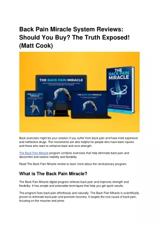 Back Pain Miracle System Reviews Should You Buy The Truth Exposed! (Matt Cook)
