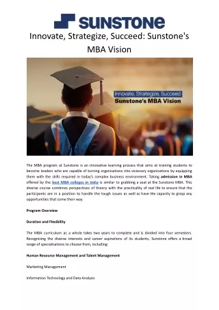 Innovate, Strategize, Succeed_ Sunstone's MBA Vision