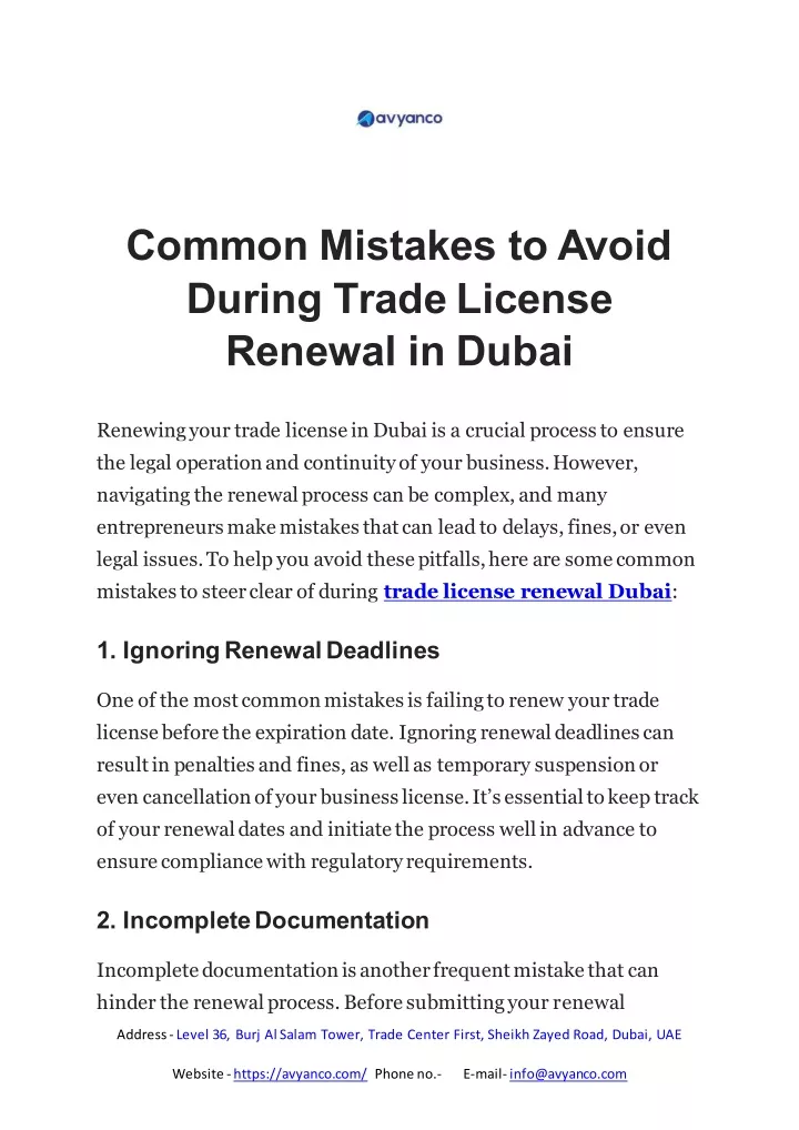 common mistakes to avoid during trade license