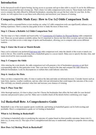 Comparing Odds Made Easy: How to Use 1x2 Odds Comparison Tools