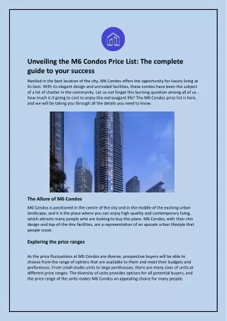 Unveiling the M6 Condos Price List: The complete guide to your success