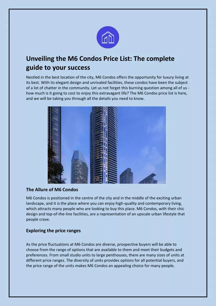 unveiling the m6 condos price list the complete