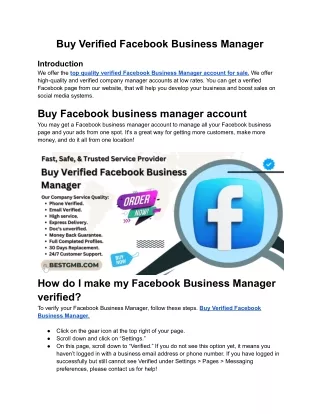 Buy Verified Facebook Business Manager