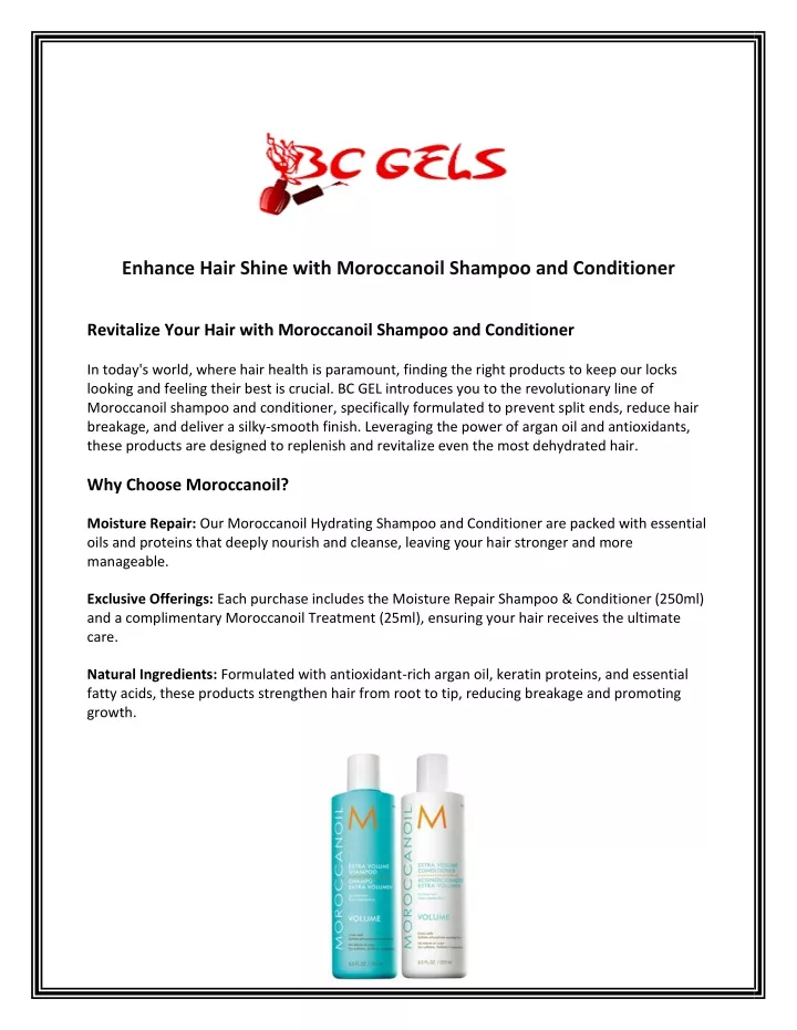 enhance hair shine with moroccanoil shampoo