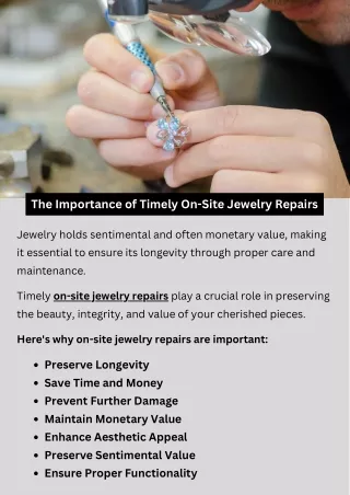 The Importance of Timely On-Site Jewelry Repairs