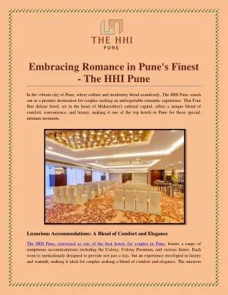 Embracing Romance in Pune's Finest - The HHI Pune