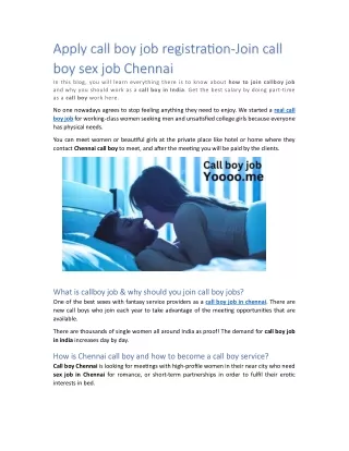 Apply call boy job registration-Join call boy sex job Chennai