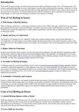 Exploring the Pros and Cons of 1x2 Betting in Soccer