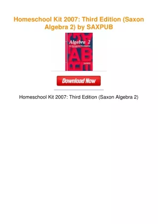 Homeschool Kit 2007: Third Edition (Saxon Algebra 2) by SAXPUB