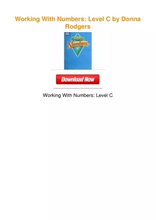 Working With Numbers: Level C by Donna Rodgers