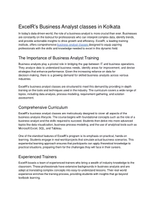 Business Analyst classes