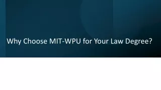 Why Choose MIT-WPU for Your Law Degree