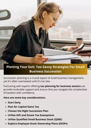 Plotting Your Exit: Tax-Savvy Strategies For Small Business Succession