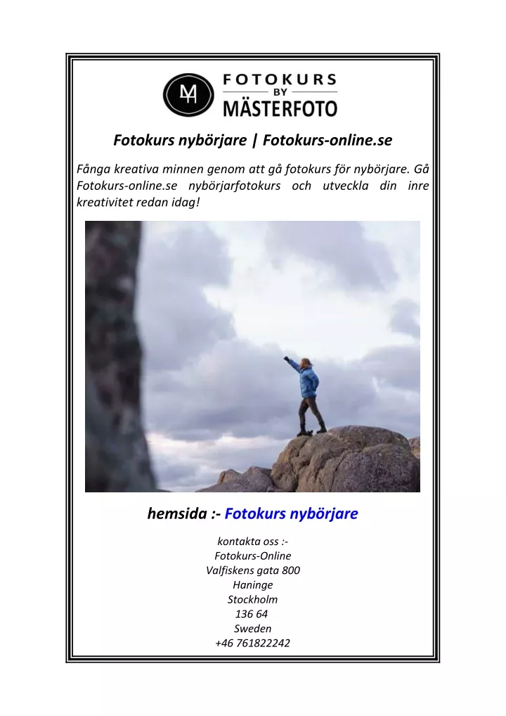 fotokurs nyb rjare fotokurs online se