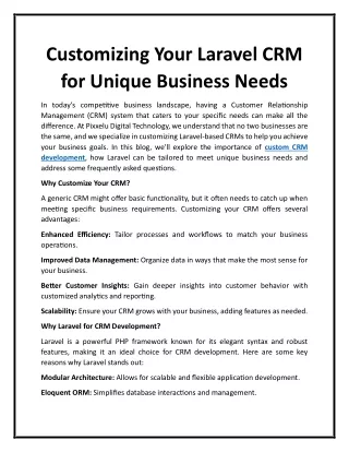 Customizing Your Laravel CRM for Unique Business Needs