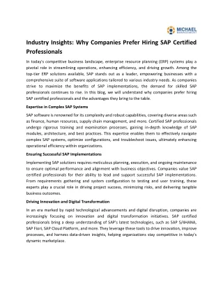 Industry Insights Why Companies Prefer Hiring SAP Certified Professionals