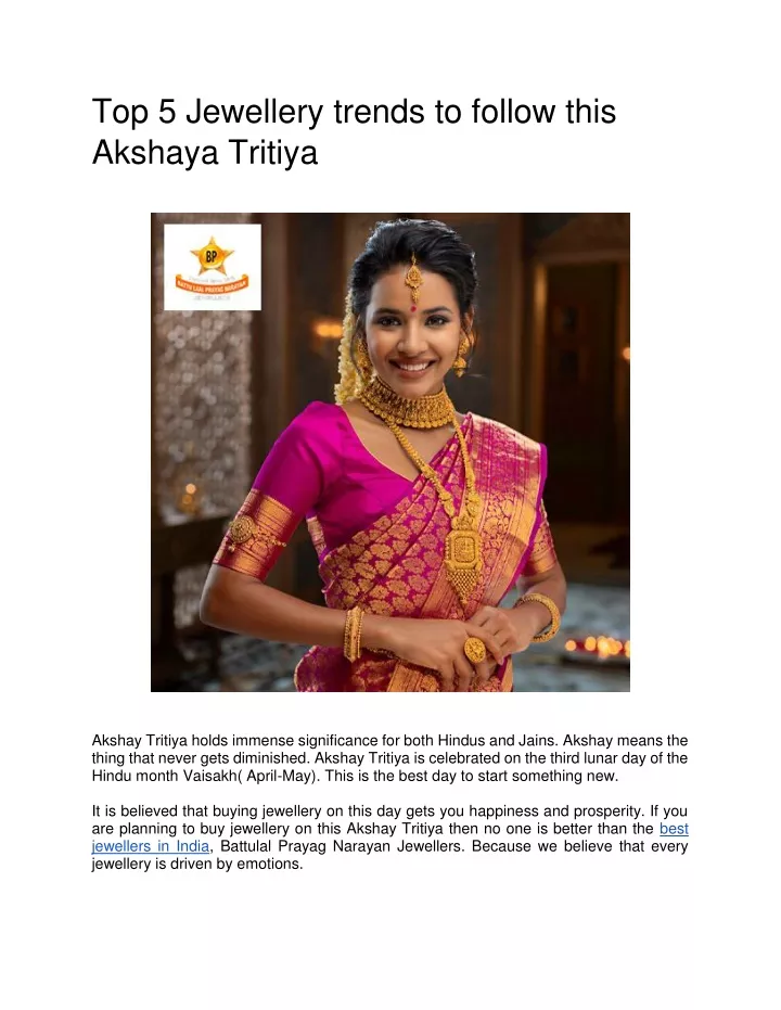 top 5 jewellery trends to follow this akshaya