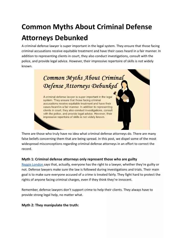 common myths about criminal defense attorneys