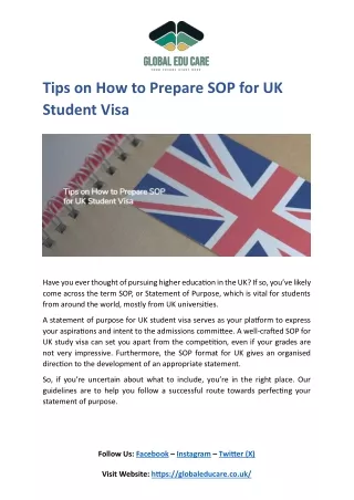 Tips on How to Prepare SOP for UK Student Visa