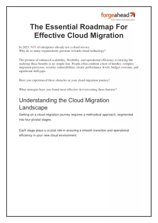 The Essential Roadmap For Effective Cloud Migration