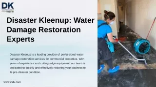 Quick and Reliable Water Damage Restoration Services by Disaster Kleenup