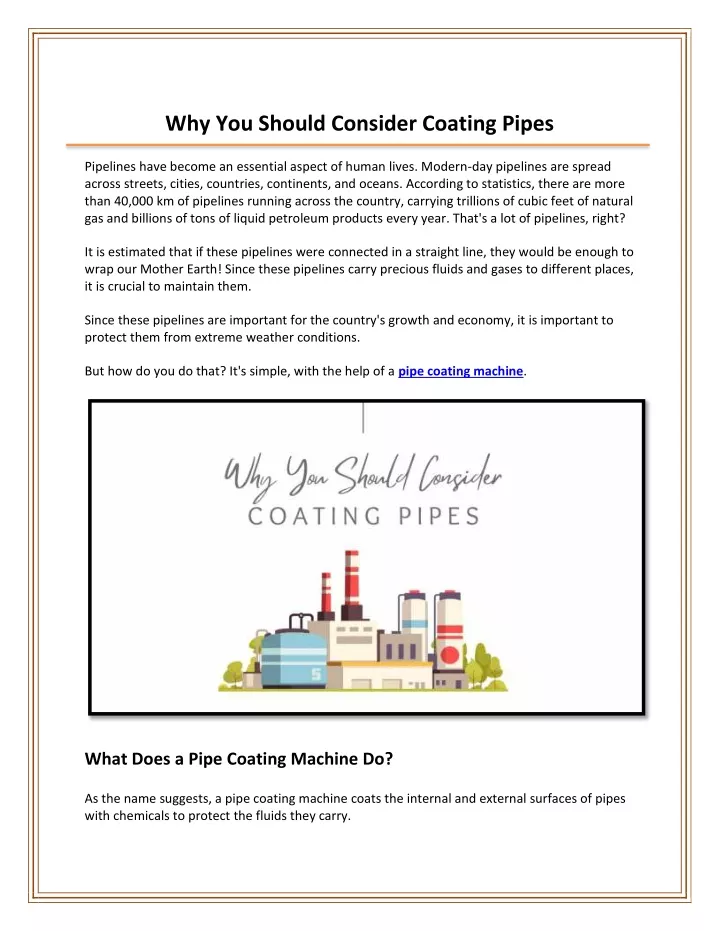 why you should consider coating pipes