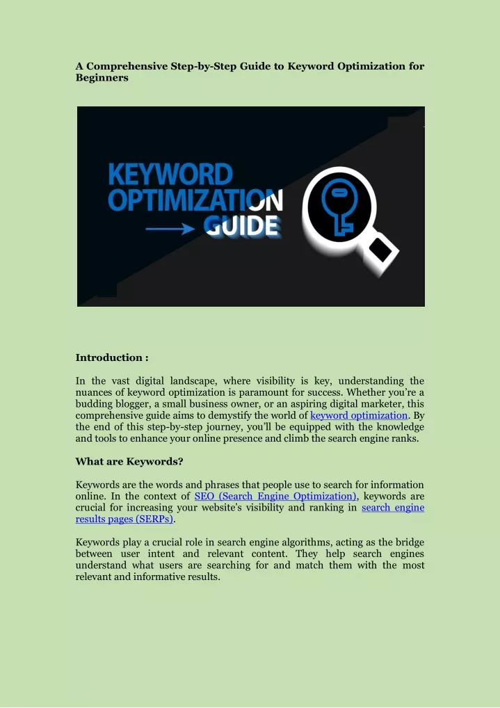 PPT - A Comprehensive Step-by-Step Guide to Keyword Optimization for ...