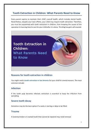 Tooth Extraction in Children - What Parents Need to Know