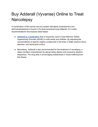 Buy Adderall (Vyvanse) Online to Treat Narcolepsy