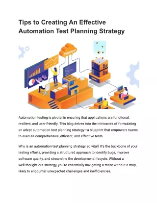 Tips to Creating An Effective Automation Test Planning Strategy