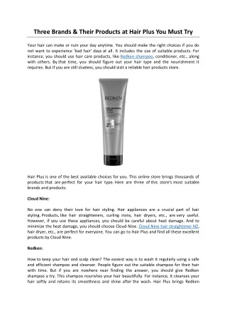 Three Brands & Their Products at Hair Plus You Must Try