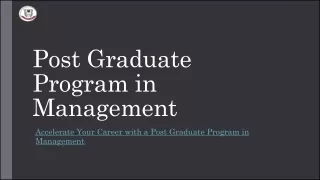 Post Graduate Program in Management (PGPM)