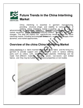 Future Trends in the China Interlining Market