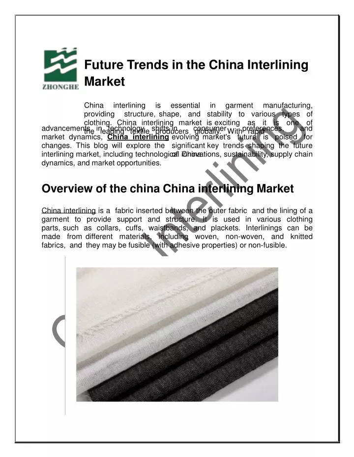 future trends in the china interlining market