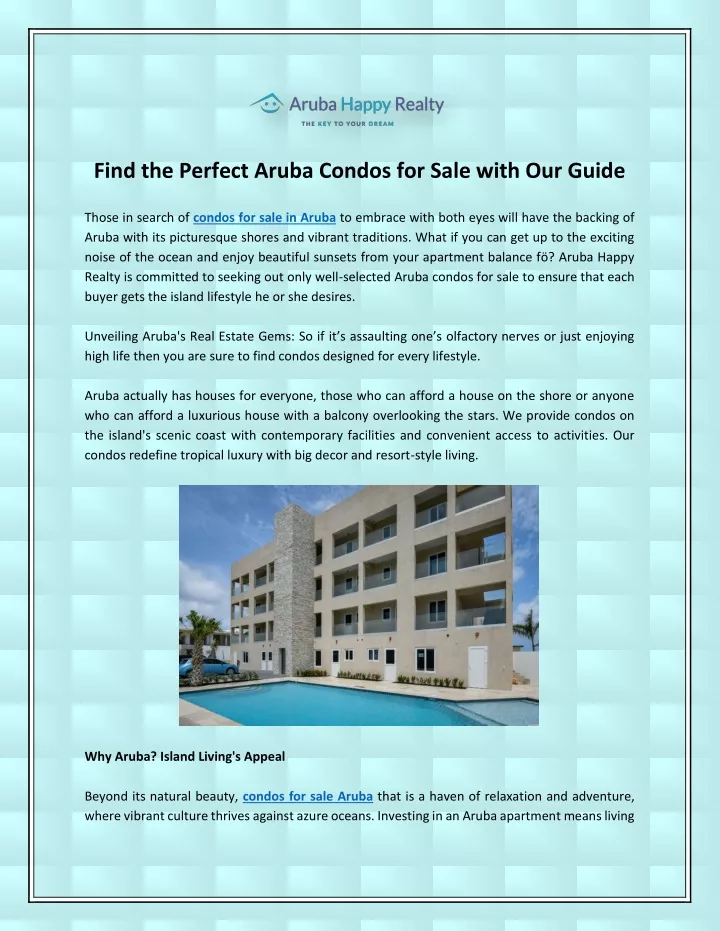 find the perfect aruba condos for sale with