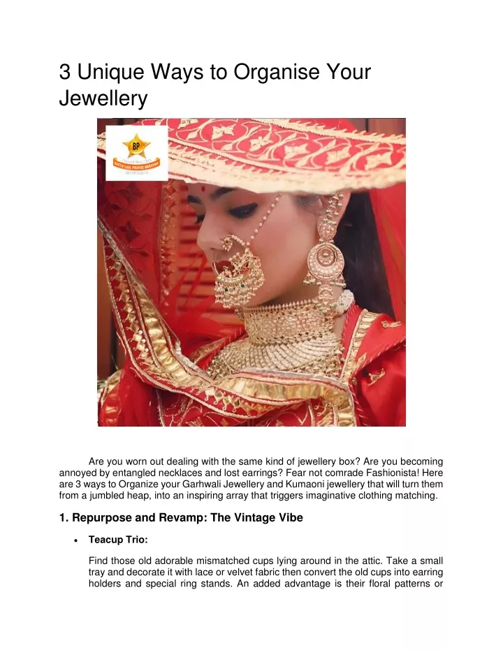 3 unique ways to organise your jewellery