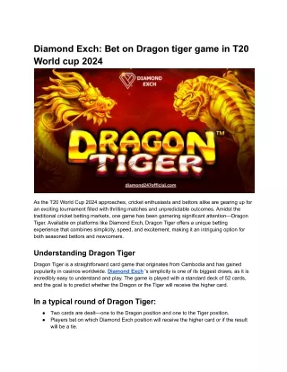 Diamond Exch_ Bet on Dragon tiger game in T20 World cup 2024