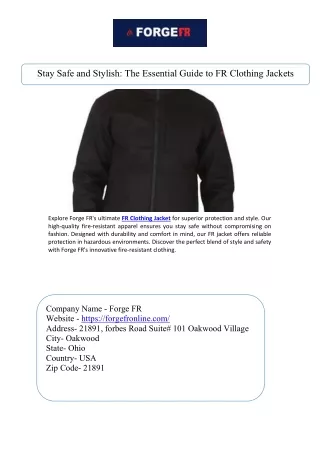 Stay Safe and Stylish The Essential Guide to FR Clothing Jackets