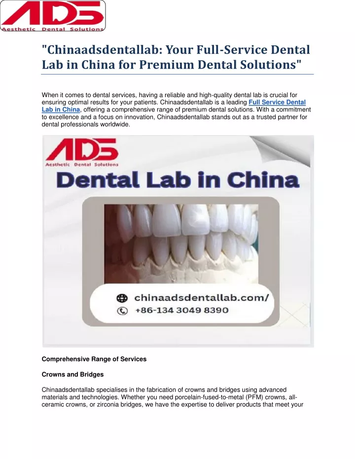 chinaadsdentallab your full service dental