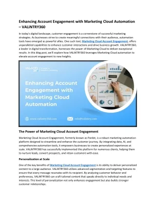 Enhancing Account Engagement with Marketing Cloud Automation